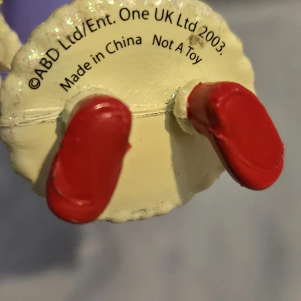 VINTAGE Peppa Pig Christmas Ornament ABD Ent One UK Purple Winter Coat RARE 2003